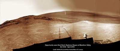Вездеход Opportunity сфотографировал пылевого дьявола